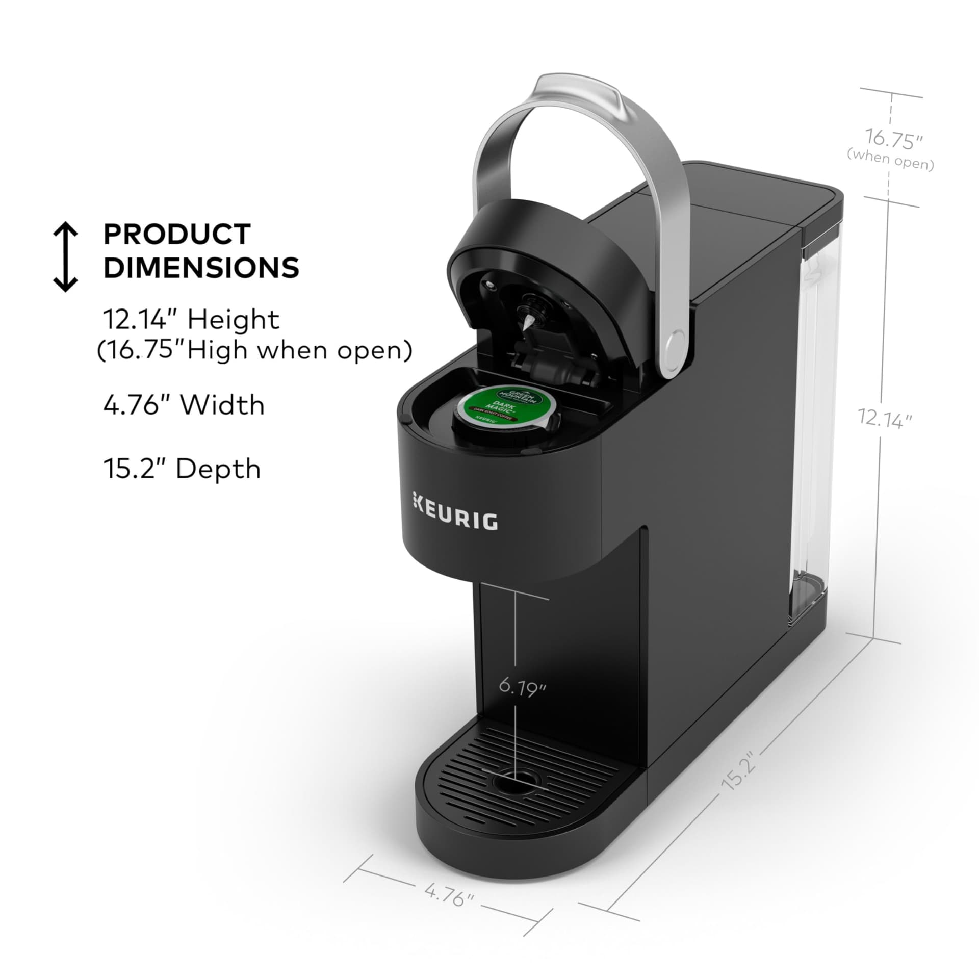 Keurig K- Slim Single Serve K-Cup Pod Coffee Maker, Multistream Technology, Black thumbnail 3