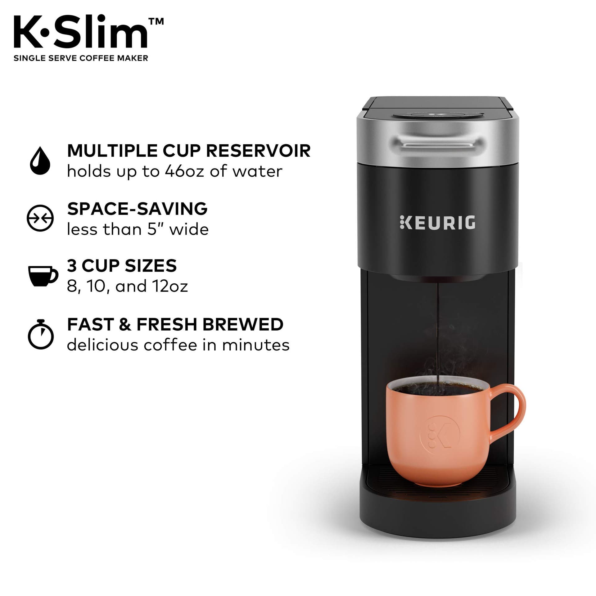 Keurig K- Slim Single Serve K-Cup Pod Coffee Maker, Multistream Technology, Black thumbnail 5