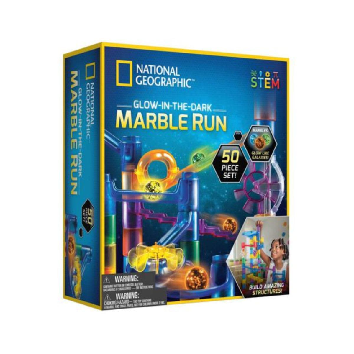 Glow in the Dark Marble Run - Blue Marble 50 Pieces