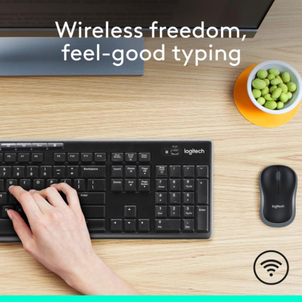 Logitech MK270 Wireless Keyboard and Mouse Combo for Windows, 2.4 GHz Wireless, Compact Mouse, 8 Multimedia and Shortcut Keys, 2-Year Battery Life, for PC, Laptop - Black thumbnail 2