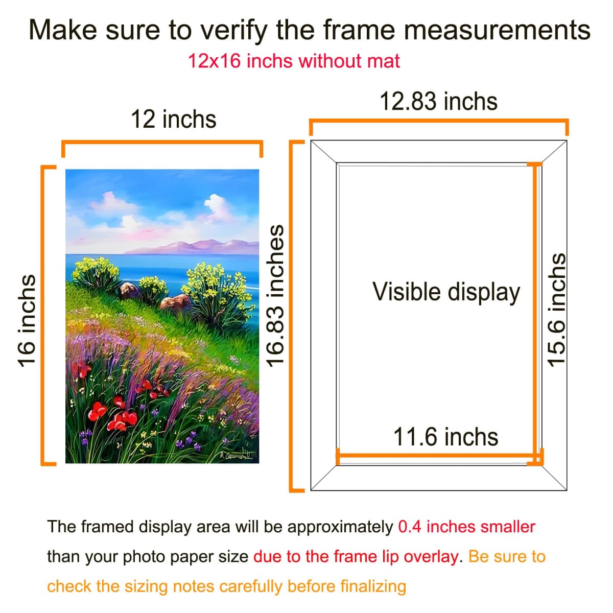 BESCRCL 12x16 Frame Wall Hanging Picture Frames, Black, 1 Pack thumbnail 2