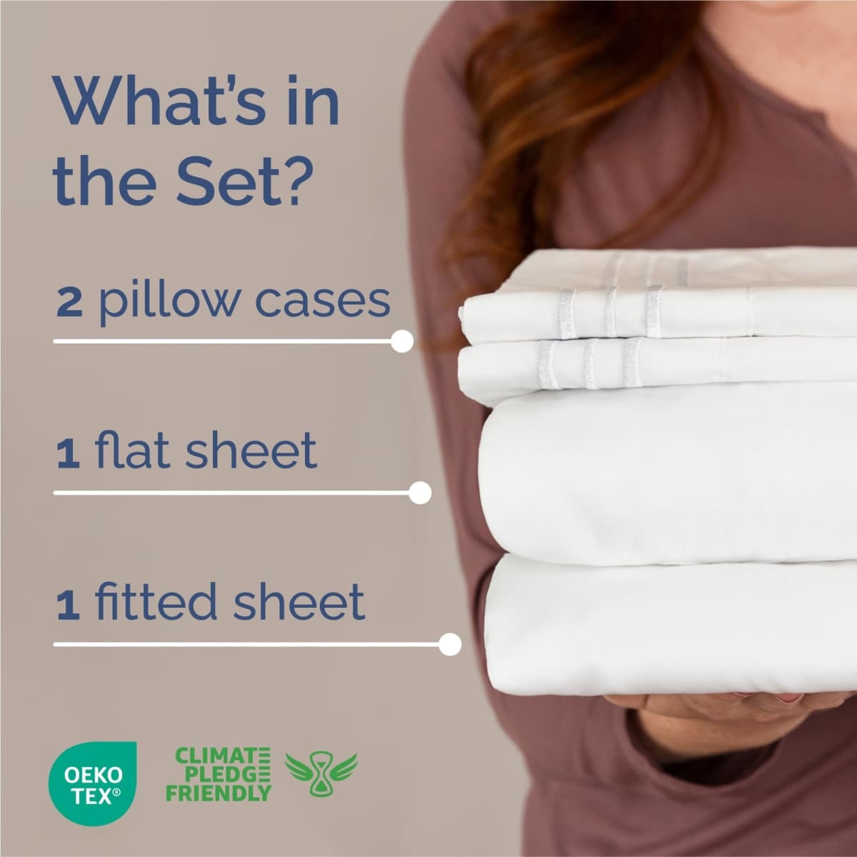 King Size 4 Piece Sheet Set - Comfy Breathable & Cooling Sheets - Hotel Luxury Bed Sheets for Women & Men - Deep Pockets, Easy-Fit, Extra Soft & Wrinkle Free Sheets - White Oeko-Tex Bed Sheet Set thumbnail 2