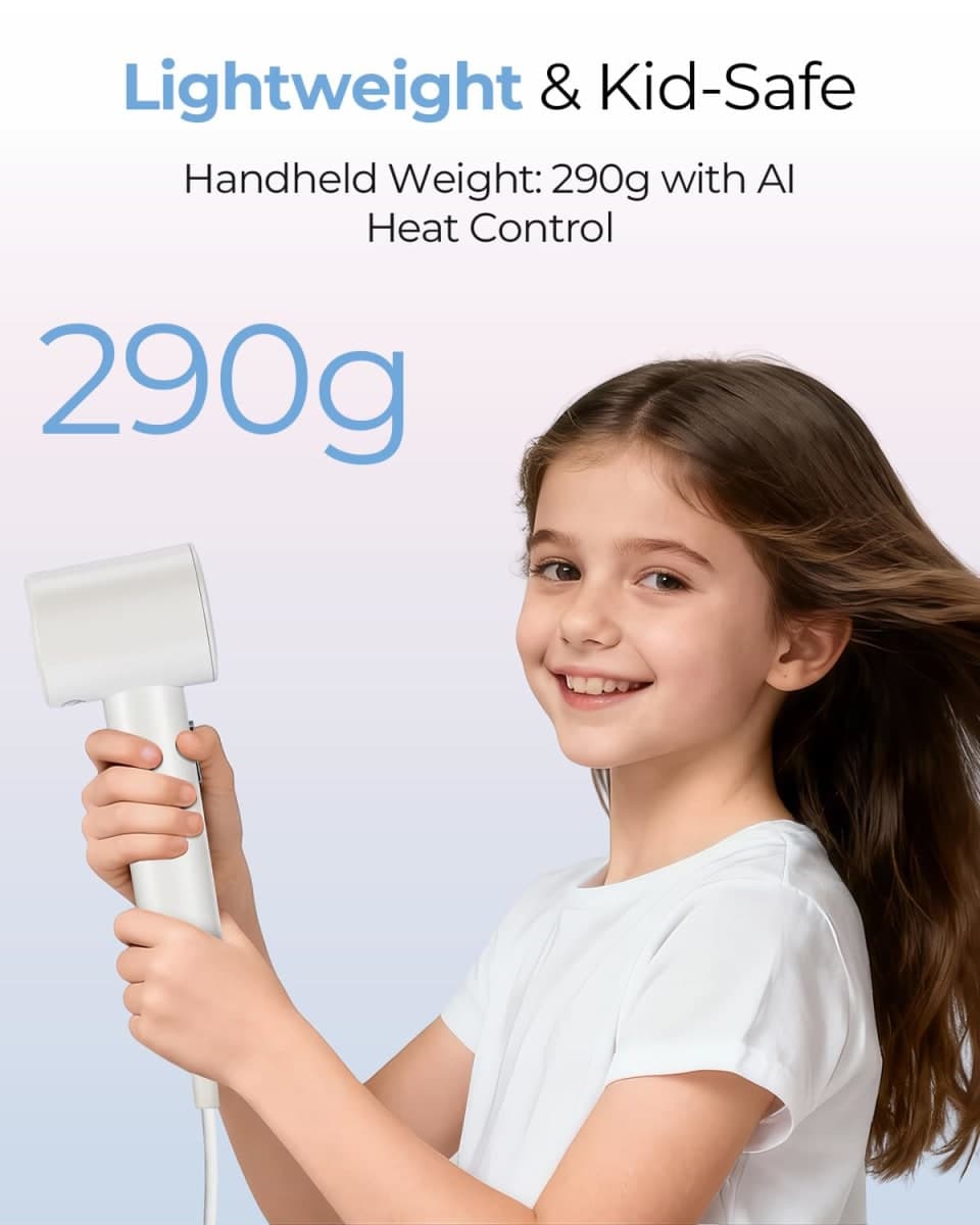 Funflow AI Smart Sensor Hair Dryer, 5 Modes with AI Control Automatic Hot & Cool Air Switch, Brushless Motor for Fast Drying, Lightweight Ionic Blow Dryer Travel-Friendly & Scalp Protection thumbnail 2