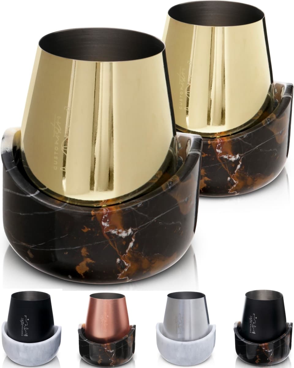 Gusto Nostro Marble Wine Chiller for Glass & Stainless Steel Tumbler Set...