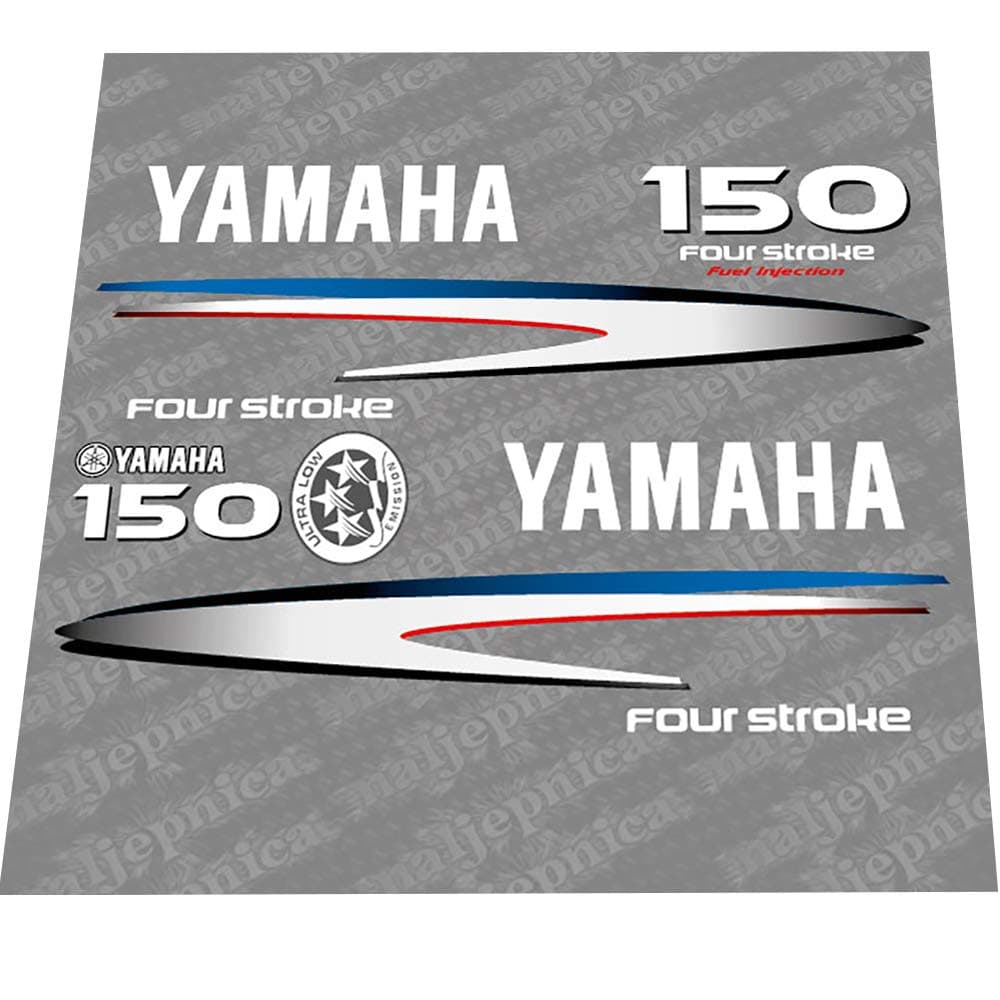 411 Decals Aftermarket Replacement for Yamaha 150 Four Stroke (2002-2006) Gray-White Outboard Decal (Sticker) Set