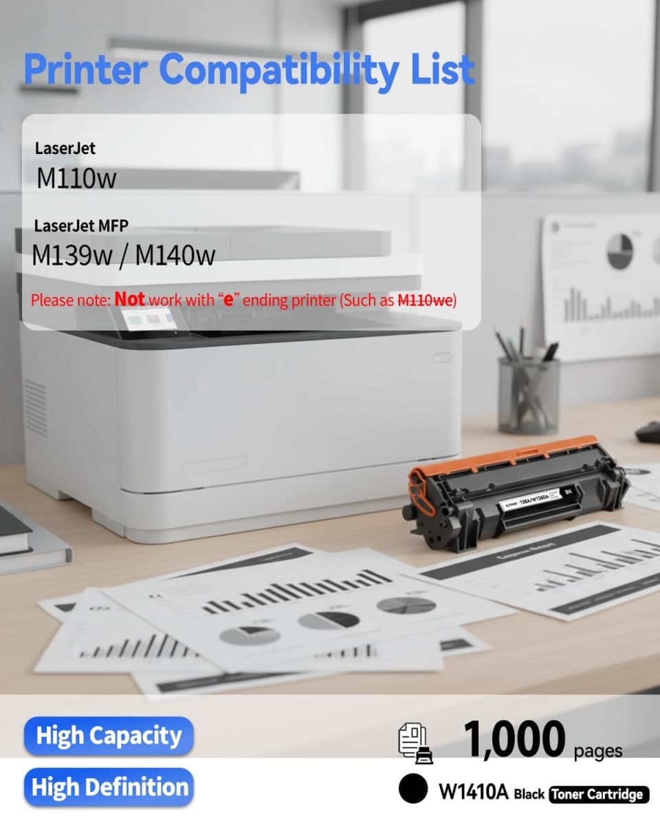 ALTONER 141A Toner Cartridge 2-Pack HP141A W1410A Black (with Latest Chip) – High-Capacity Replacement Compatible for HP Laserjet M110w / M139w / M140w Series | 2,000-Page Yield | 141 Monochrome Ink thumbnail 2