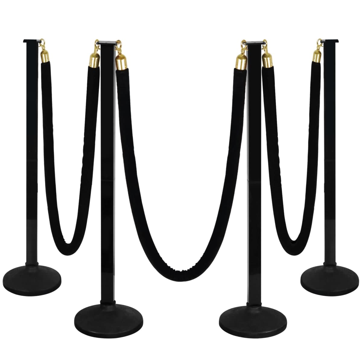 4 Pack Stanchion Post with Velvet Ropes (Weighted Base), Crowd Control B...