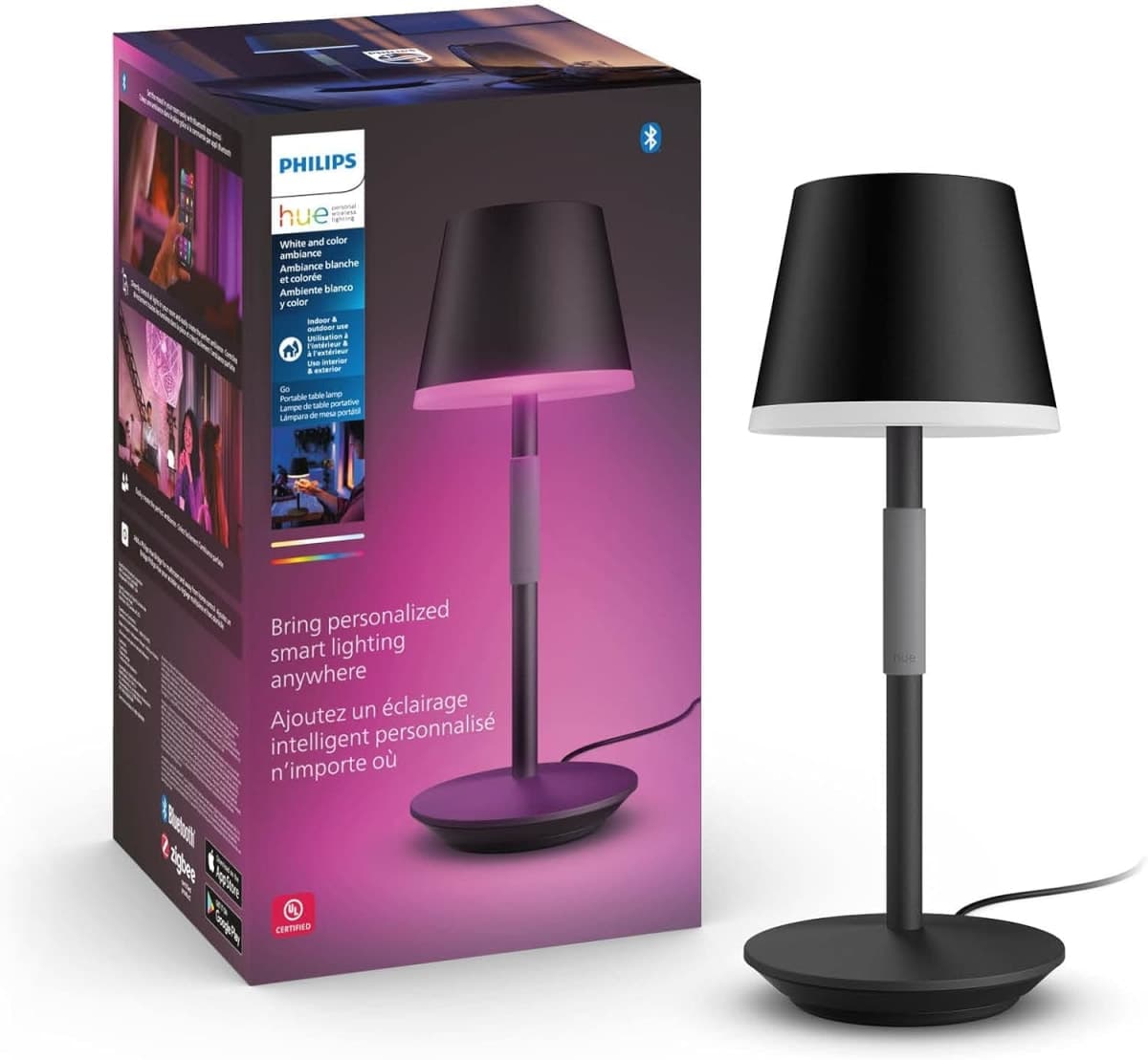 Philips Hue Go Smart Portable Table Lamp, Black - White and Color Ambian... — image 1