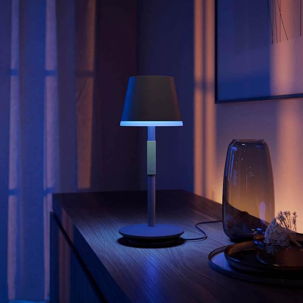 Philips Hue Go Smart Portable Table Lamp, Black - White and Color Ambian... thumbnail 2