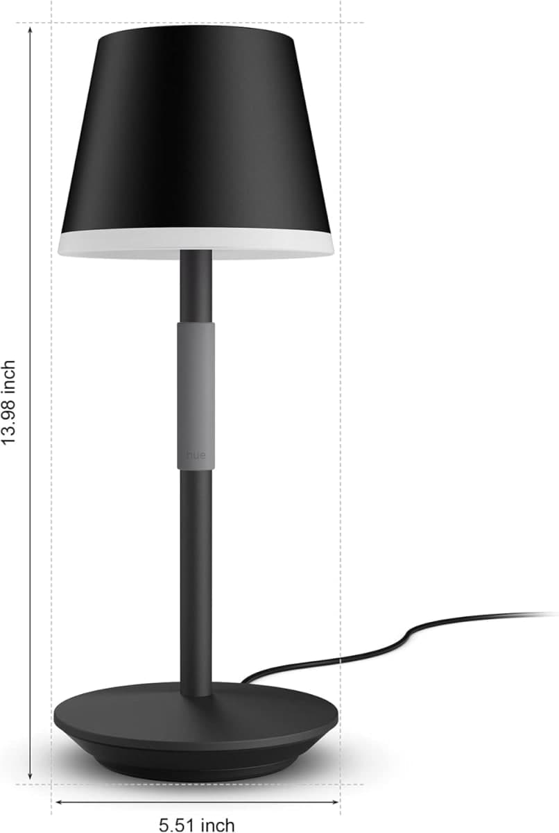 Philips Hue Go Smart Portable Table Lamp, Black - White and Color Ambian... thumbnail 3