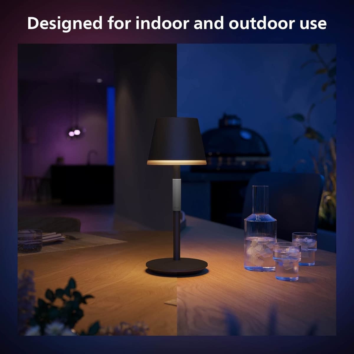 Philips Hue Go Smart Portable Table Lamp, Black - White and Color Ambian... thumbnail 5