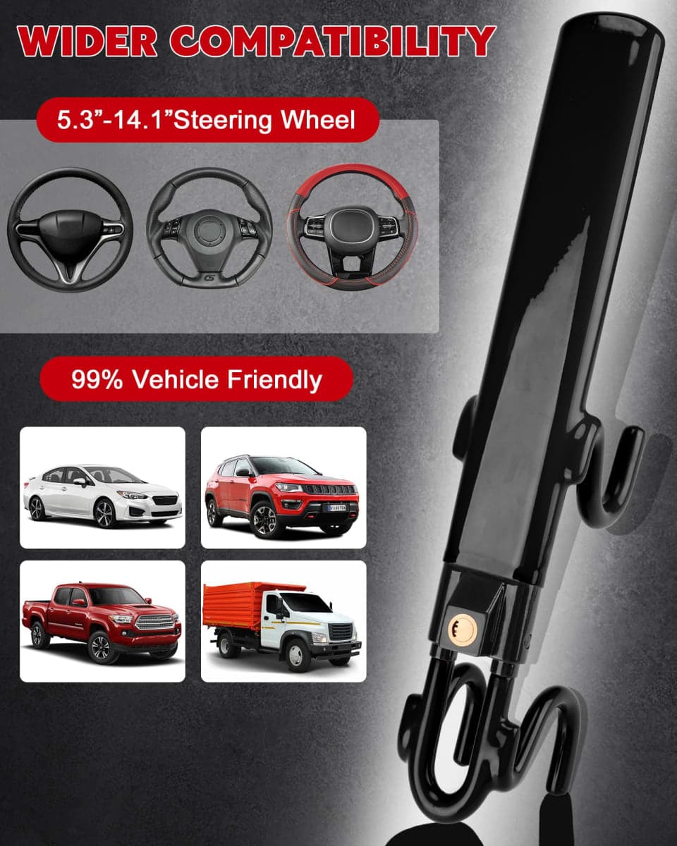 Tevlaphee Steering Wheel Lock Anti-Theft Car Device Heavy Duty Security Car Lock Antitheft Locking Devices Great Deterrent Adjustable Car Wheel Lock Anti Theft for Vehicle Truck with 3 Keys(Black) thumbnail 4