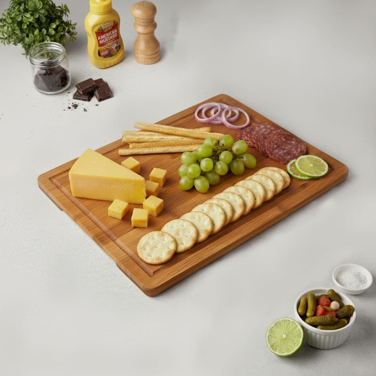 Tafopue Bamboo Cutting Board, Large Kitchen Chopping Board with Deep Juice Groove & Built-in Handle, Reversible Wooden Charcuterie Board and Serving Tray for Meat, Bread, Fruit, Daily Use, 16×11×0.6'' thumbnail 4