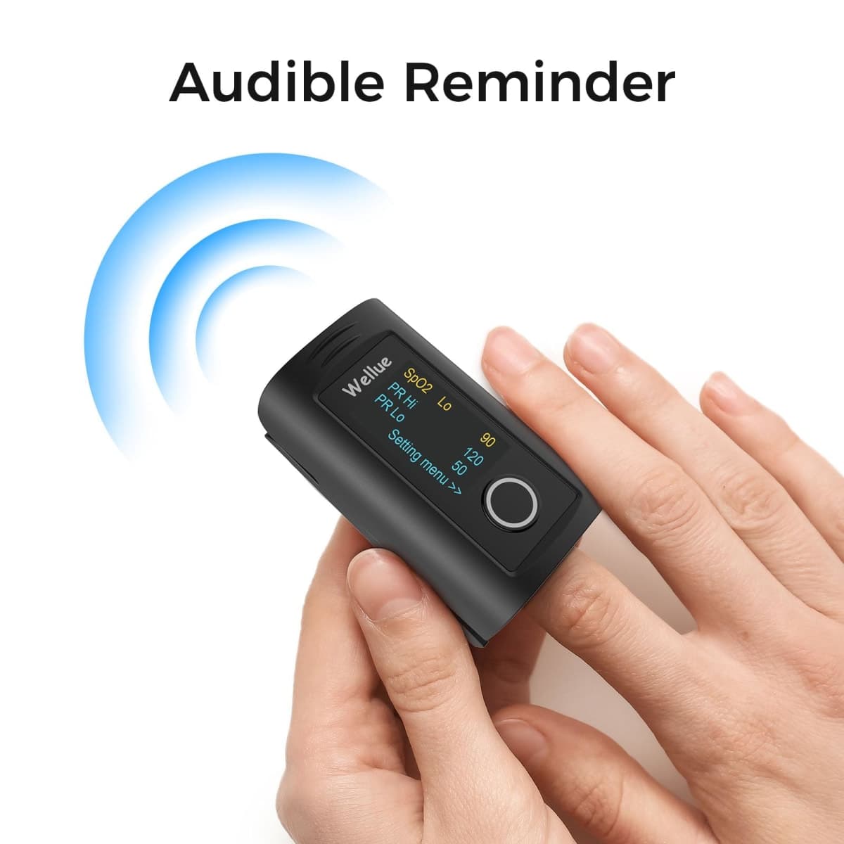 Wellue Fingertip Pulse Oximeter, Blood Oxygen Saturation Monitor with Batteries, Carry Bag & Lanyard for Wellness Use thumbnail 3