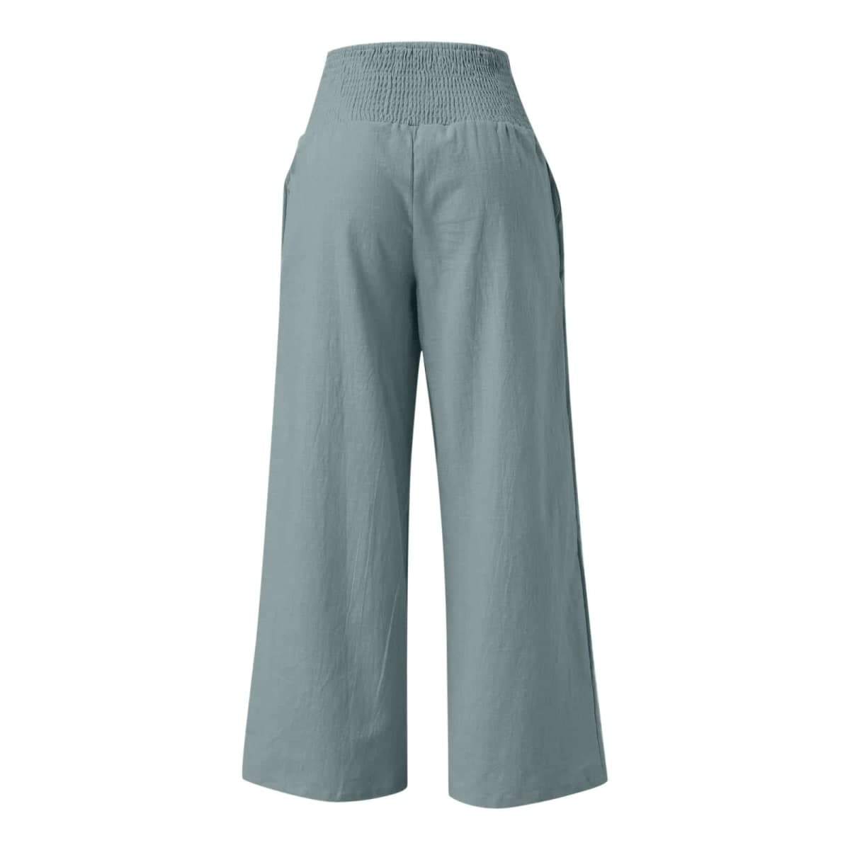 Pants Women Women Linen Palazzo Pants Casual High Waist Summer Beach Wide Leg Lounge Trouser with Pockets Travel Vacation Outfits Mint Blue thumbnail 5