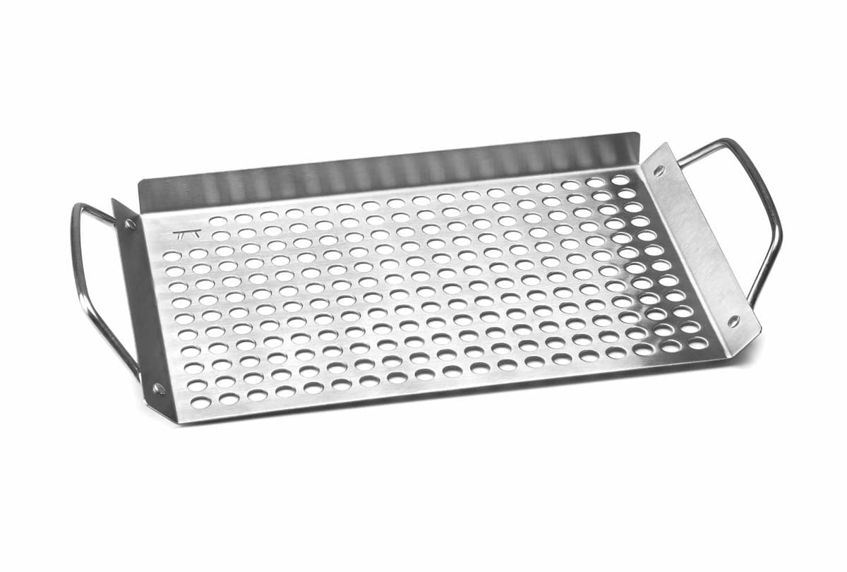Outset Stainless Steel Grill Topper Grid, 11"x7" BBQ Pan with Handles