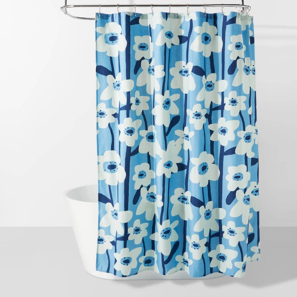 Modern Floral Shower Curtain - Room Essentials™: Polyester Blend, Twill Weave, OEKO-TEX Certified, Buttonhole Top — image 1
