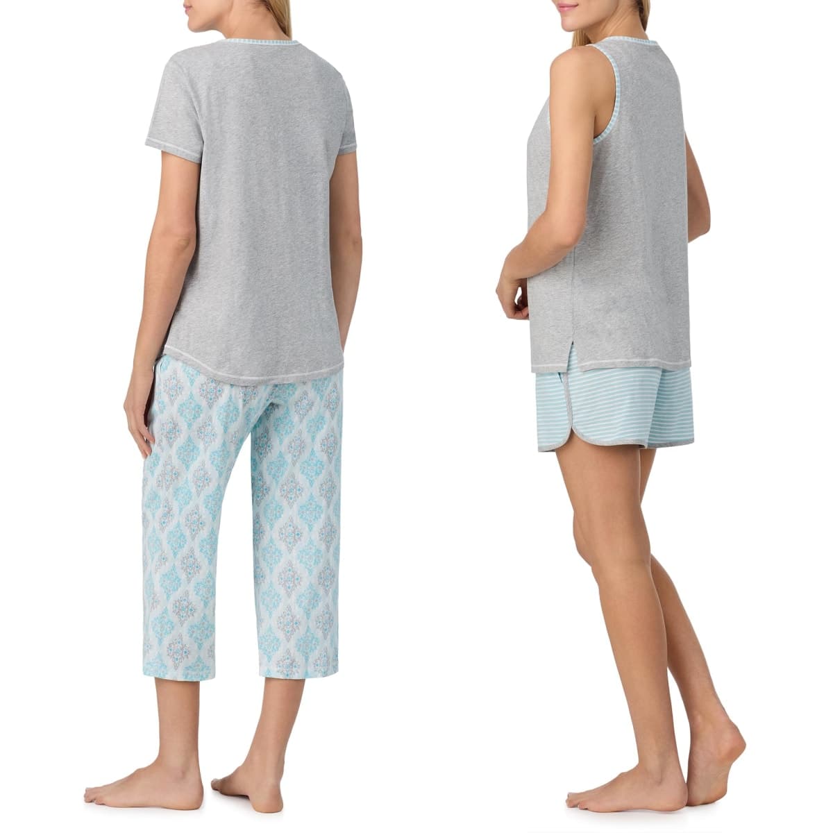 Carole Hochman 4-Piece 100% Cotton Pajamas for Women Set for Sleep & Lounge, Grey Heather, X-Large thumbnail 2
