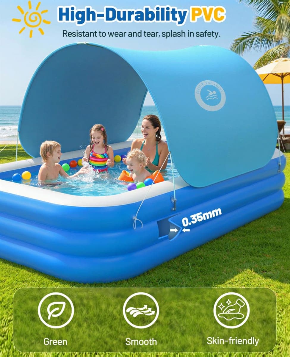 HeySplash Inflatable Pool, Swimming Pool 118" x 69" x 24" Blue thumbnail 3