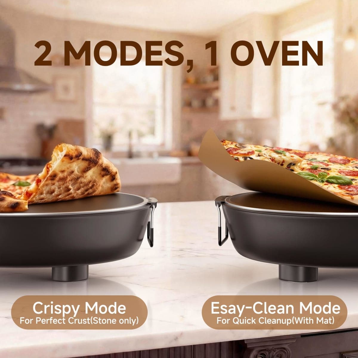 SEMSCHEF 12-Inch CrustyBake Beginner's Glazed Stone Pizza Oven: Quick 800°F Heating, Easy-Clean Design, Recipe Book & All Tools Included - Perfect for First-Time Pizza Makers at Home thumbnail 2