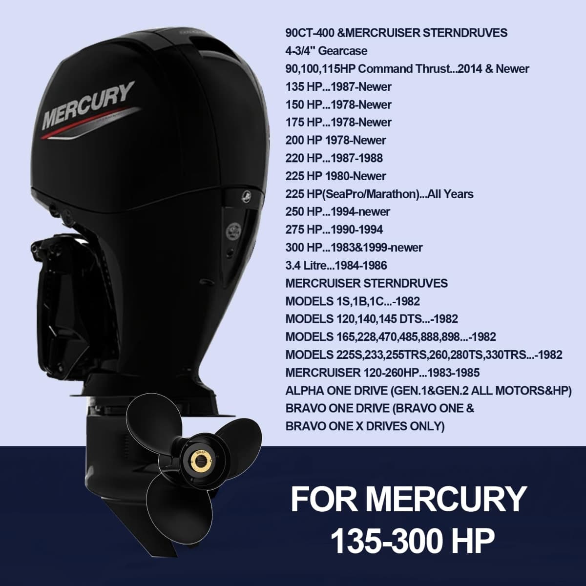 Meruzue 15 x 17 48-832828A45 Boat Propeller for MERCRUISER Alpha ONE thumbnail 3