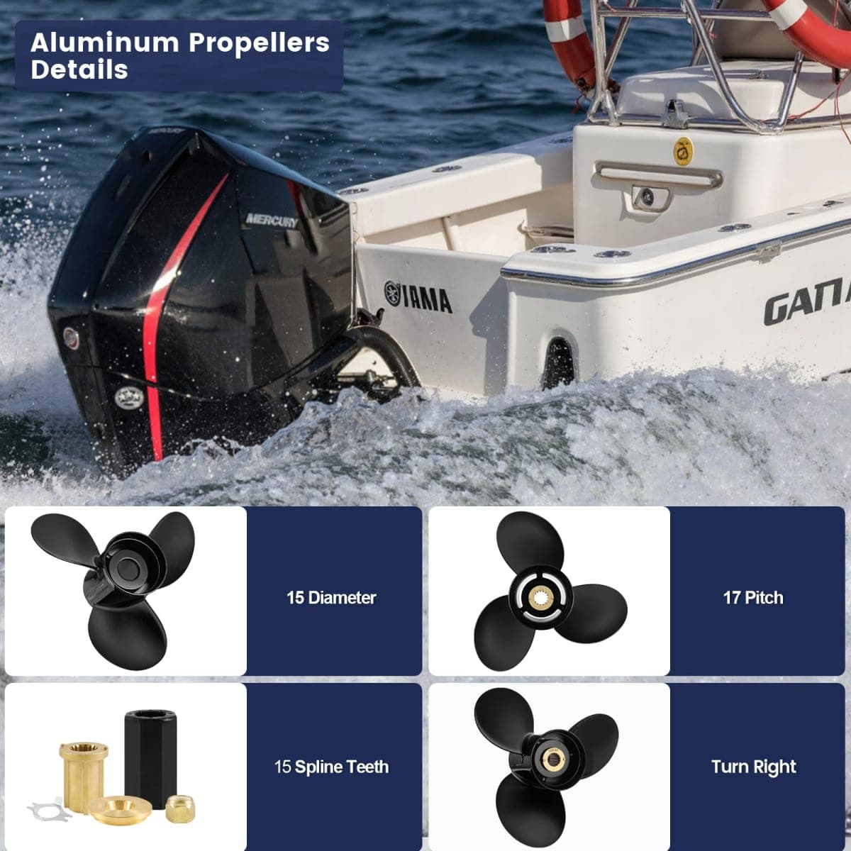 Meruzue 15 x 17 48-832828A45 Boat Propeller for MERCRUISER Alpha ONE thumbnail 4