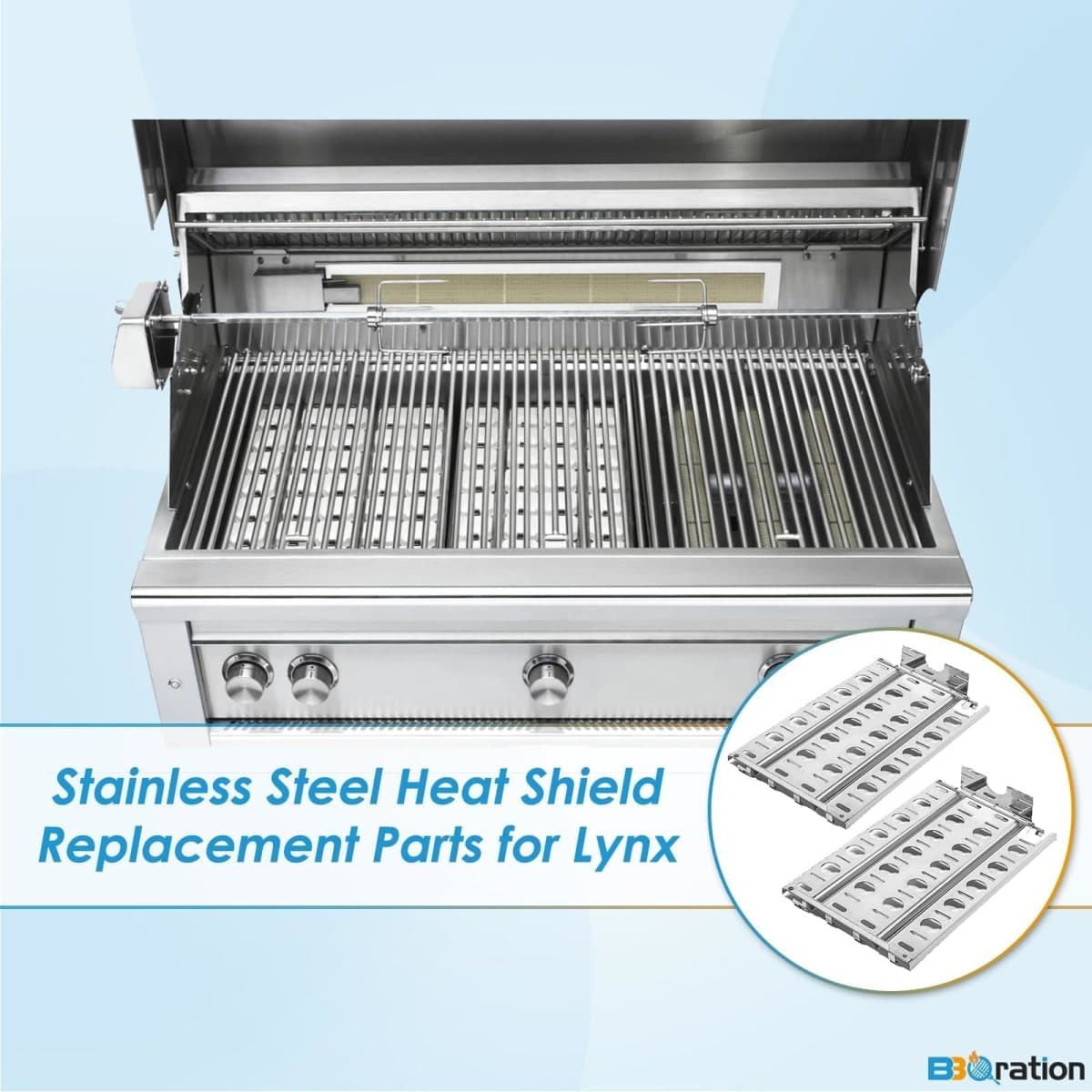 BBQration Briquette Tray for Lynx LBQ36 LBQ27 LBQ48 L30APSFR LDR54 LSB1 LDR27 LDR36 Stainless Steel Heat Shield Replacement Parts for Lynx Premier Series Grills thumbnail 5