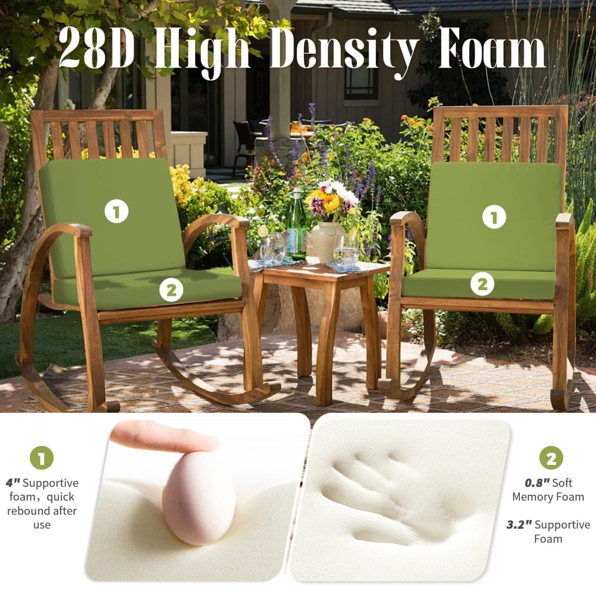 Iheqard Deep Seat Patio Cushions Set of 2, 24x24 Inch Waterproof & Fade Resistant Outdoor Chair Cushions, Thick Padded Replacement Sofa Cushions for Garden Yard Furniture thumbnail 4