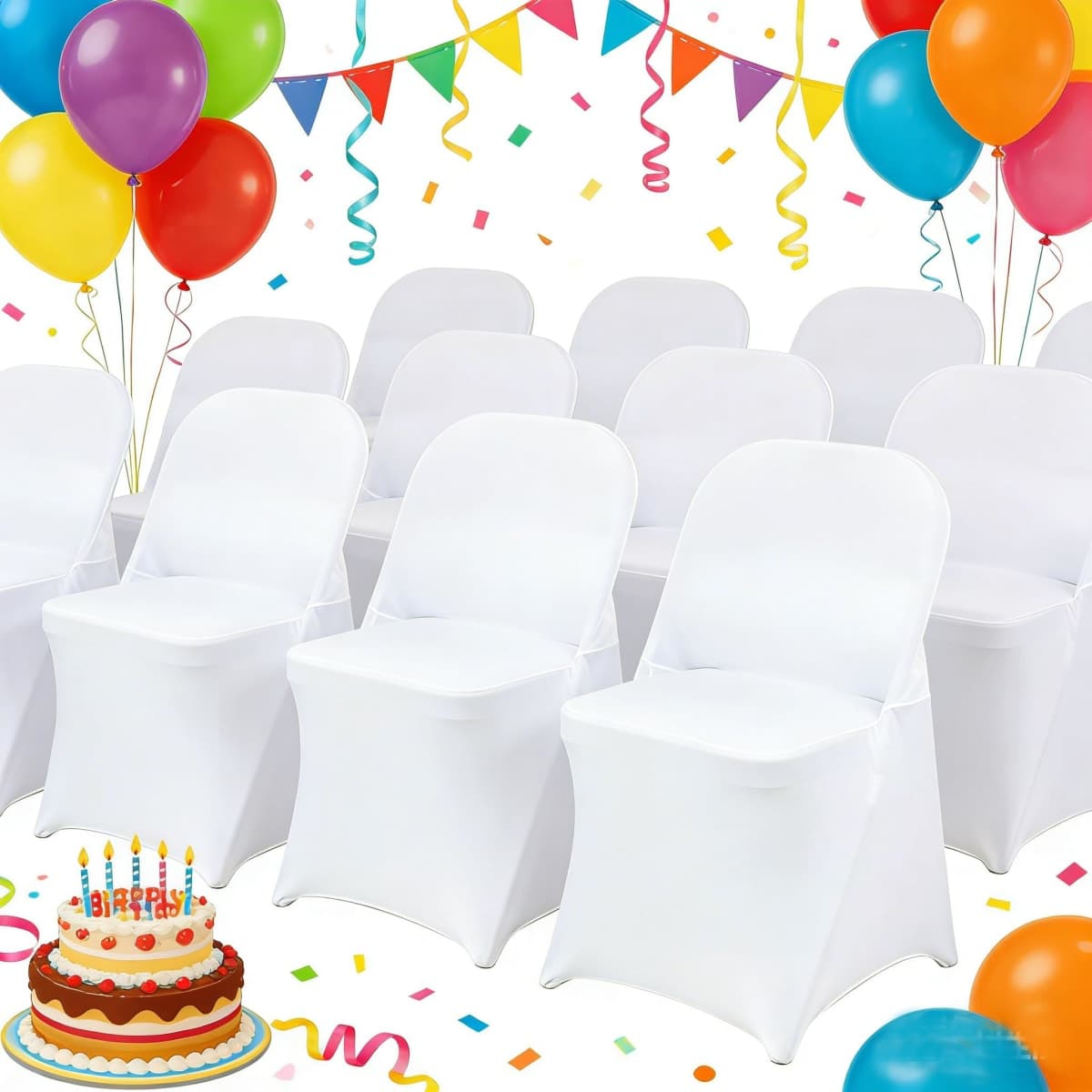 HAINARverS - 30 PCS Stretch Spandex Folding Chair Covers Universal Chair thumbnail 2