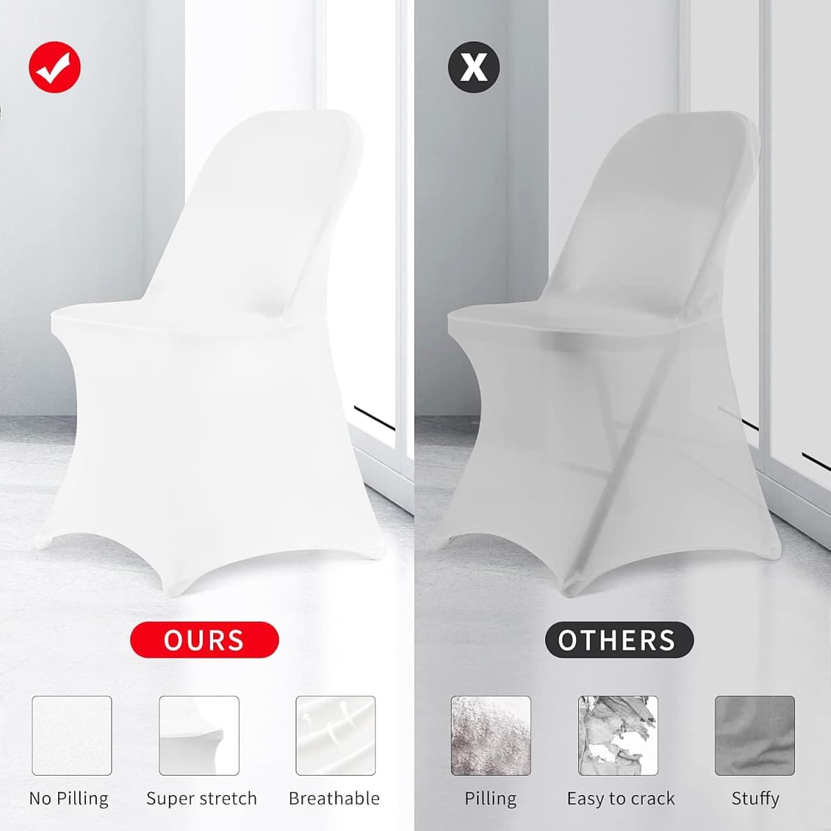 HAINARverS - 30 PCS Stretch Spandex Folding Chair Covers Universal Chair thumbnail 5