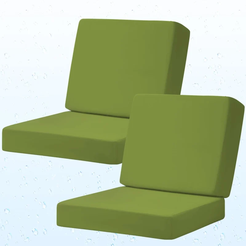 Iheqard Deep Seat Patio Cushions Set of 2, 24x24 Inch Waterproof & Fade Resistant Outdoor Chair Cushions, Thick Padded Replacement Sofa Cushions for Garden Yard Furniture