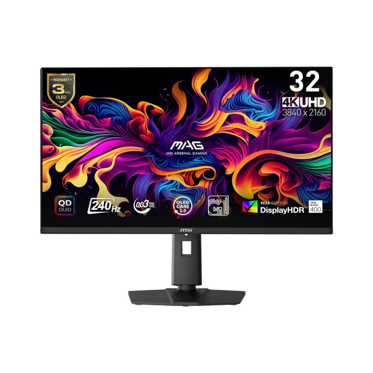 MSI MAG 321UPX QD-OLED, 32" 4K UHD Quantum Dot OLED Gaming Monitor, 3840 x 2160, 0.03ms, 240Hz, True Black HDR 400, 15W USB Type C, HDMI, DP Port