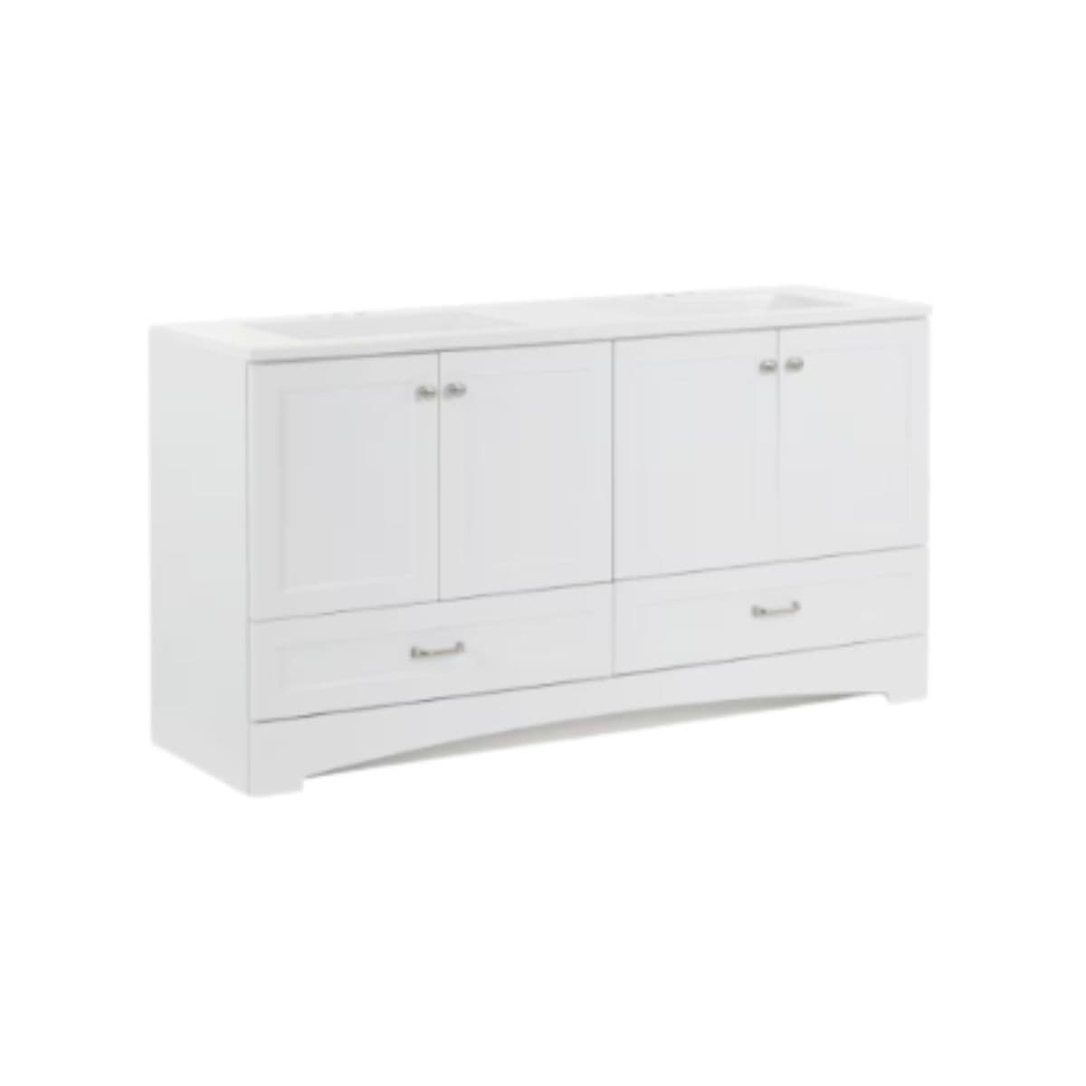 Glacier Bay Lancaster 60.25-inch W x 33-inch H x 18.75-inch D Bathroom Vanity in White with Cultured Marble Countertop/Double Rectangular Sink